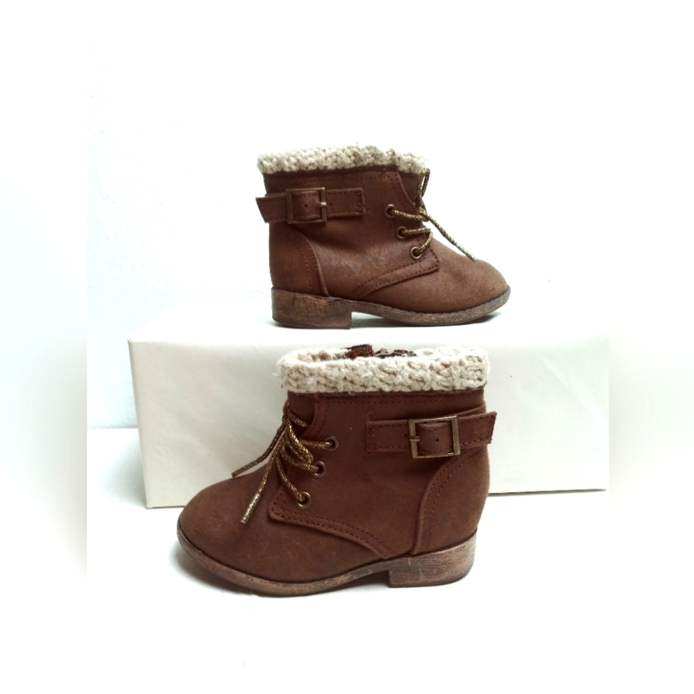 Garanimals Kid's Baby Boots Sweater Lace Up Boots Shoes Size 6 Brown